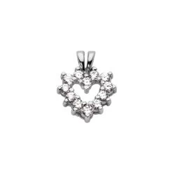 14K White Gold Diamond Heart Shape Pendant 0.42ct