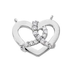 14K White Gold Round Diamonds Designer Heart Shape Pendant 0.42ct