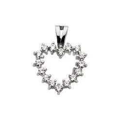 14K White Gold 0.48ct Round Diamonds V-Bale Heart Pendant