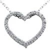 14K White Gold Round Diamond Heart Pendant 0.50ct 18mm