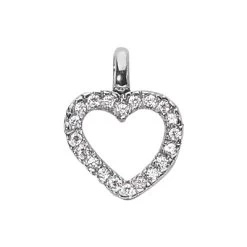 14K White Gold Round Diamonds Heart Pendant 0.50ct