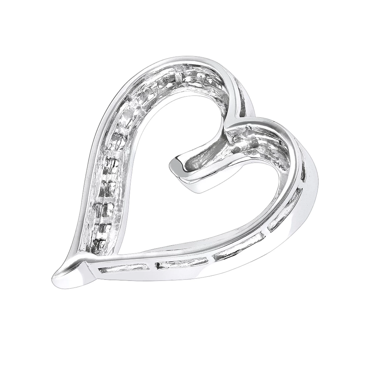 Round Diamonds Designer Heart Pendant 0.62ct 14K White Gold 6 Round Diamonds Designer Heart Pendant 0.62ct 14K White Gold - Image 4