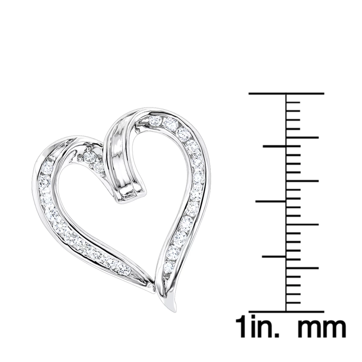 Round Diamonds Designer Heart Pendant 0.62ct 14K White Gold 8 Round Diamonds Designer Heart Pendant 0.62ct 14K White Gold - Image 6