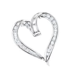 Round Diamonds Designer Heart Pendant 0.62ct 14K White Gold