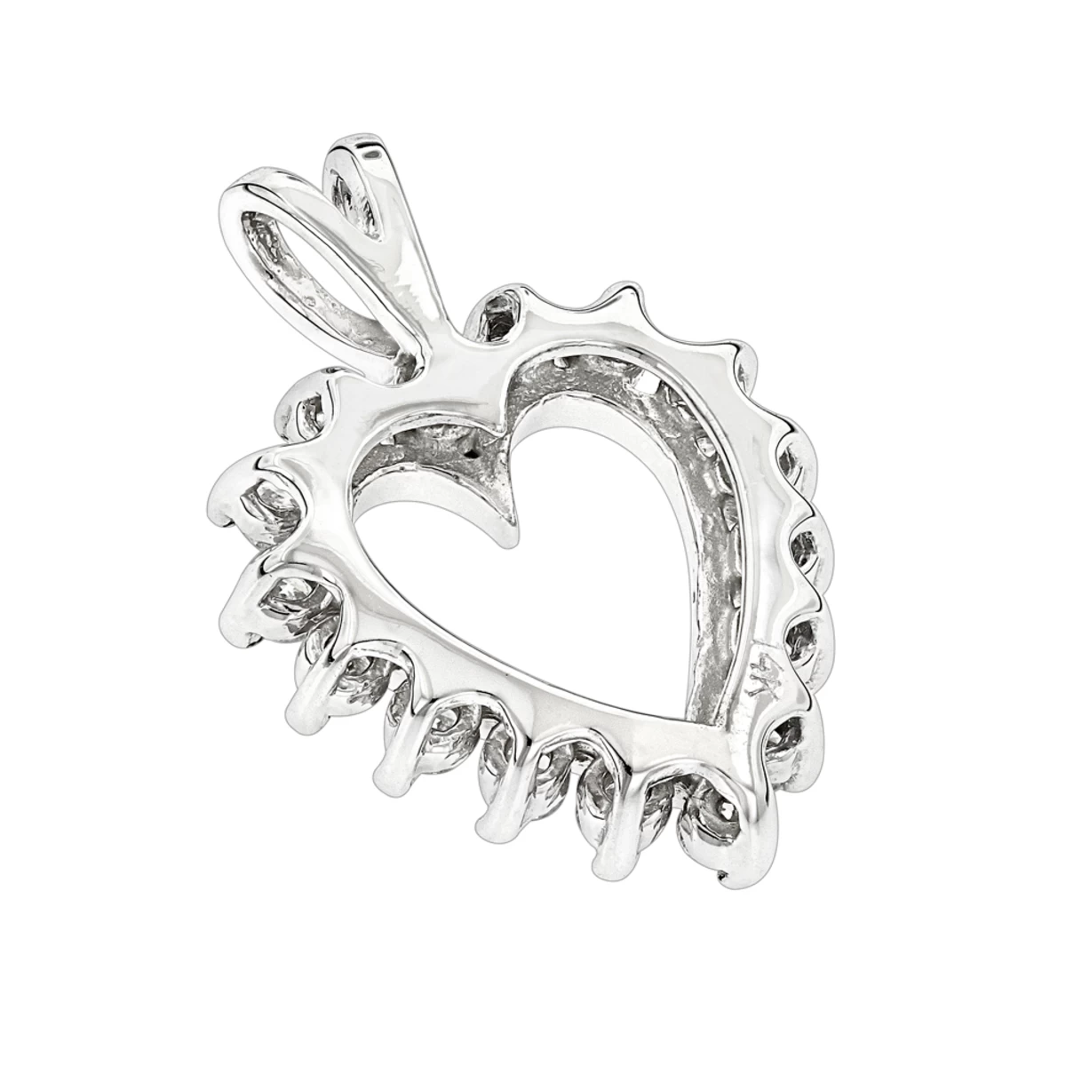 14K White Gold Round Diamond Heart Pendant 0.64ct 16mm 6 14K White Gold Round Diamond Heart Pendant 0.64ct 16mm - Image 4