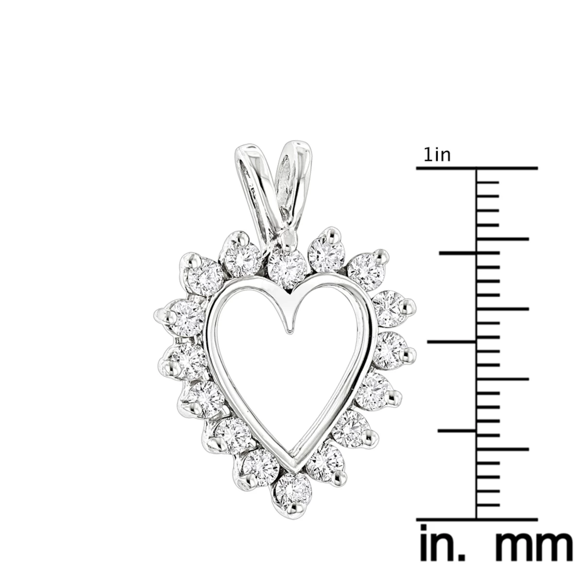 14K White Gold Round Diamond Heart Pendant 0.64ct 16mm 8 14K White Gold Round Diamond Heart Pendant 0.64ct 16mm - Image 6
