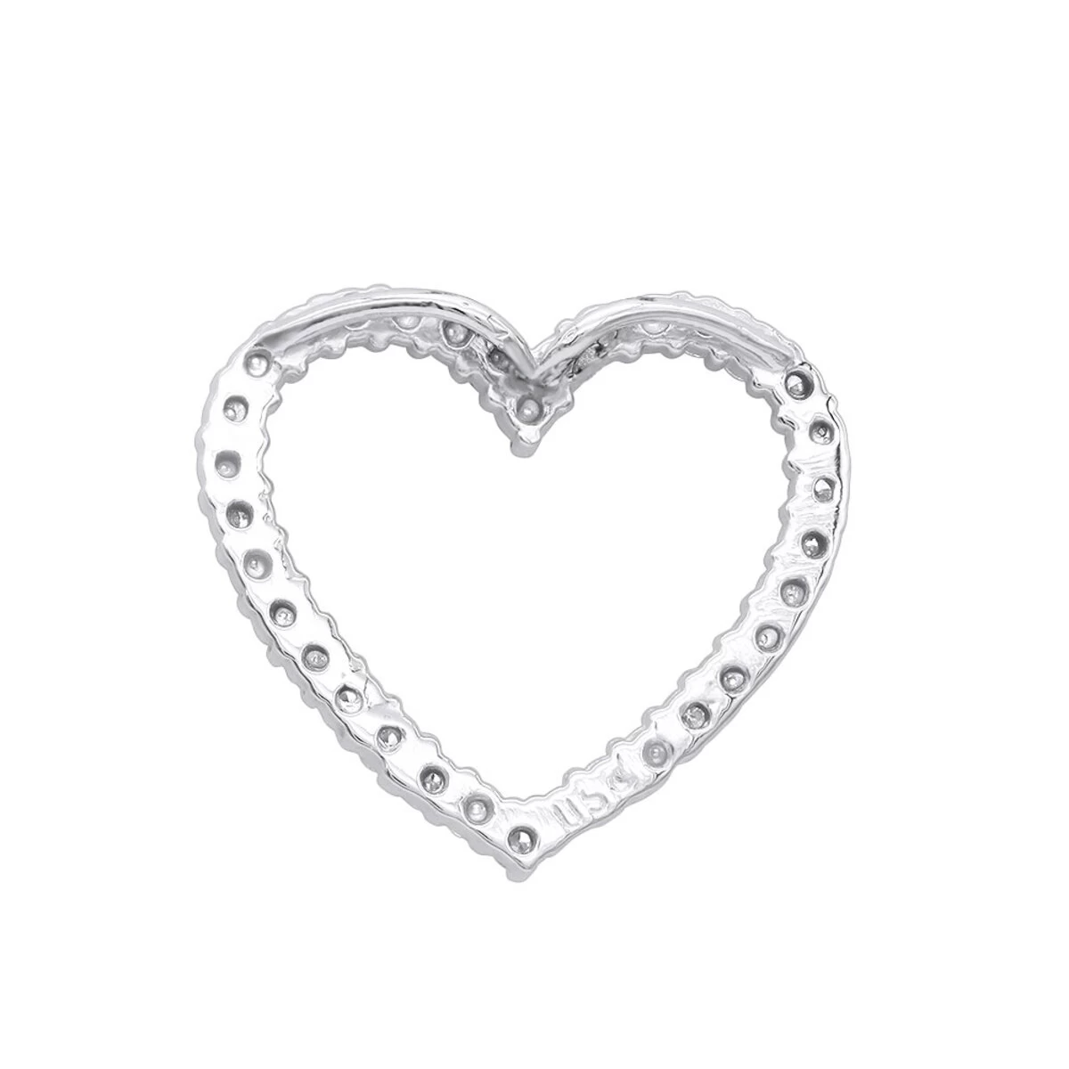 14K White Gold Round Diamond Heart Pendant 0.68ct 22.2mm 6 14K White Gold Round Diamond Heart Pendant 0.68ct 22.2mm - Image 4