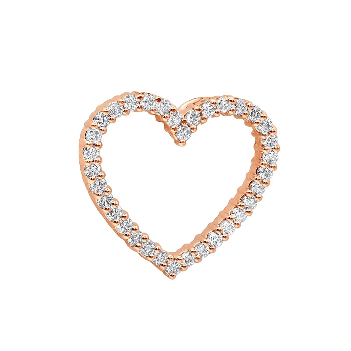 14K White Gold Round Diamond Heart Pendant 0.68ct 22.2mm 5 14K White Gold Round Diamond Heart Pendant 0.68ct 22.2mm - Image 3