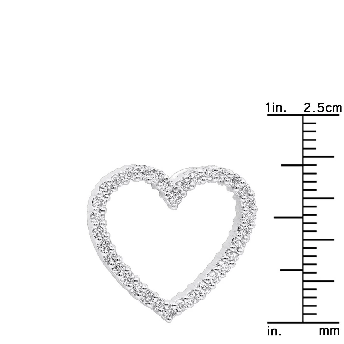 14K White Gold Round Diamond Heart Pendant 0.68ct 22.2mm 10 14K White Gold Round Diamond Heart Pendant 0.68ct 22.2mm - Image 8