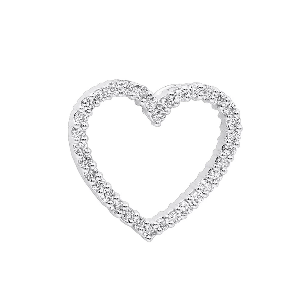 14K White Gold Round Diamond Heart Pendant 0.68ct 22.2mm 3 14K White Gold Round Diamond Heart Pendant 0.68ct 22.2mm