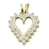 14K Yellow Gold Round Diamond Heart Pendant 0.80ct 3/4in (18mm)