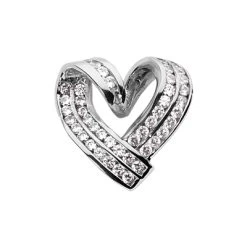 14K White Gold Round Diamond Designer Heart Pendant 0.90ct