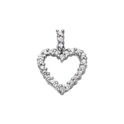 14K White Gold Round Diamond Open Heart Pendant With Encrusted Bail 1.60ct