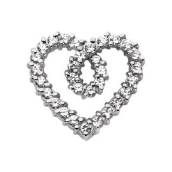 14K White Gold Round Diamond Heart Pendant 2.17ct