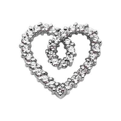 14K White Gold Round Diamond Heart Pendant 2.17ct 3 14K White Gold Round Diamond Heart Pendant 2.17ct