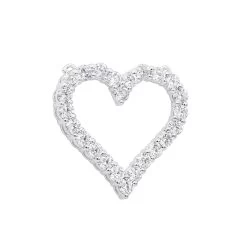 14K White Gold Round Diamond Heart Pendant 3.60ct 29mm