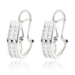14K White Gold Round Diamond Hoop Earrings 0.63ct