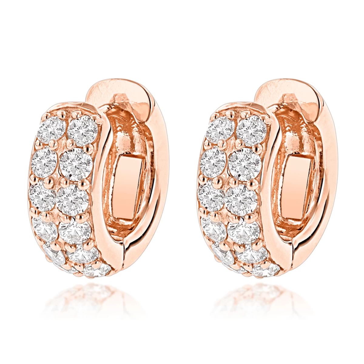 14K Yellow Gold Round Diamond Huggie Earrings Hoops 0.62ct 5 14K Yellow Gold Round Diamond Huggie Earrings Hoops 0.62ct - Image 3