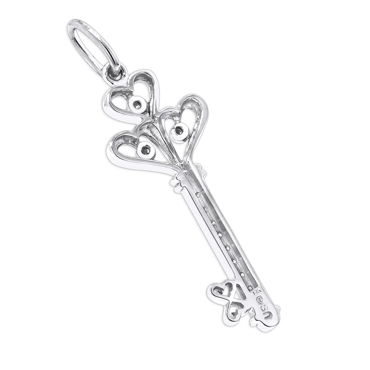 14K White Gold Round Diamond Key Pendant 0.18ct 6 14K White Gold Round Diamond Key Pendant 0.18ct - Image 4