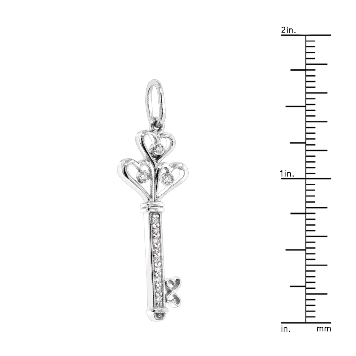 14K White Gold Round Diamond Key Pendant 0.18ct 8 14K White Gold Round Diamond Key Pendant 0.18ct - Image 6