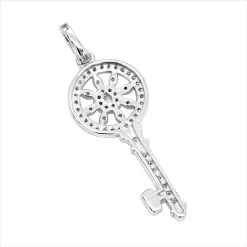 14K White Gold Round Diamond Key Pendant 0.33ct -Fashion Accessories Shop 14k gold round diamond key pendant 033ct p 30607 backwh