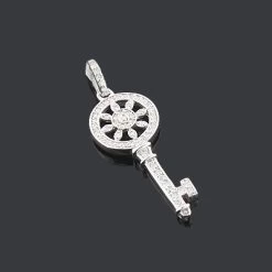 14K White Gold Round Diamond Key Pendant 0.33ct -Fashion Accessories Shop 14k gold round diamond key pendant 033ct p 30607box