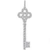 14K White Gold Round Diamond Key Pendant 0.91ct