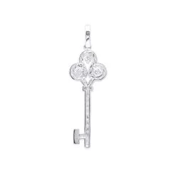 14K White Gold Round Diamond Key Pendant 1.57ct -Fashion Accessories Shop 14k gold round diamond key pendant 157ct p 30603 backwh
