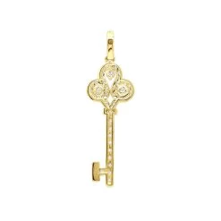 14K White Gold Round Diamond Key Pendant 1.57ct -Fashion Accessories Shop 14k gold round diamond key pendant 157ct p 30603 backye