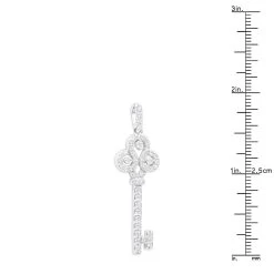 14K White Gold Round Diamond Key Pendant 1.57ct -Fashion Accessories Shop 14k gold round diamond key pendant 157ct p 30603 rulerwh