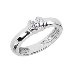 Thin 14K White Gold Round Diamond Ladies Ring 0.30ct