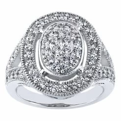 14K White Gold Round Diamond Ladies Ring 0.96ct 4.3mm