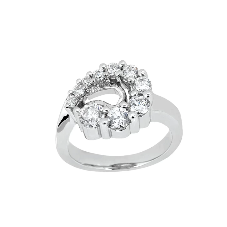 14K White Gold Round Diamond Ladies Ring 1.05ct 12.5mm 3 14K White Gold Round Diamond Ladies Ring 1.05ct 12.5mm