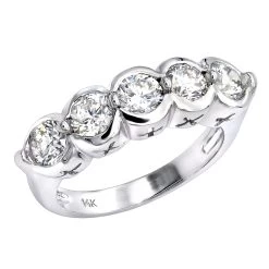 14K White Gold Round Diamond Ladies Ring 2.25ct 1/4in (7mm)