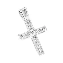 14K White Gold Round Diamond Mini Cross Pendant 0.85ct -Fashion Accessories Shop 14k gold round diamond mini cross pendant 085ct p 6571 backwh