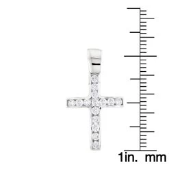 14K White Gold Round Diamond Mini Cross Pendant 0.85ct -Fashion Accessories Shop 14k gold round diamond mini cross pendant 085ct p 6571 ruler