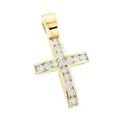 14K White Gold Round Diamond Mini Cross Pendant 0.85ct -Fashion Accessories Shop 14k gold round diamond mini cross pendant 085ct p 6571 ye
