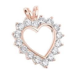 14K White Gold Round Diamond Open Heart Pendant For Women 1.9ct -Fashion Accessories Shop 14k gold round diamond open heart pendant for women 19ct ro