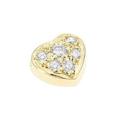 Small 14K Yellow Gold Round Diamond Pave Heart Pendant 0.16ct