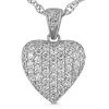 14K White Gold Round Diamond Pave Heart Pendant 0.50ct 15mm