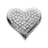 14K White Gold Round Diamond Pave Heart Pendant 1.28ct