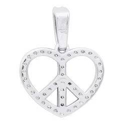 14K White Gold Round Diamond Peace Sign Heart Pendant 0.63ct -Fashion Accessories Shop 14k gold round diamond peace sign heart pendant 063ct p 27782 backwh