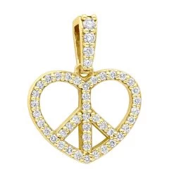 14K White Gold Round Diamond Peace Sign Heart Pendant 0.63ct -Fashion Accessories Shop 14k gold round diamond peace sign heart pendant 063ct p 27782 ye