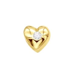 14K Yellow Gold Round Diamond Puffed Heart Pendant 0.03ct