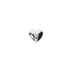 14K White Gold Round Diamond Puffed Heart Pendant 0.10ct