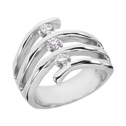 14K White Gold Round Diamond Right Hand Ladies Ring 0.30ct