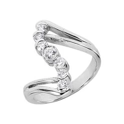 14K White Gold Round Diamond Right Hand Ladies Ring 0.42ct