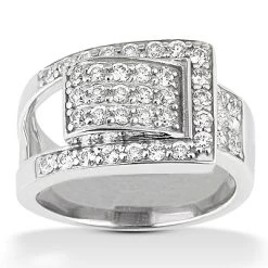 14K White Gold Round Diamond Right Hand Ladies Ring 0.50ct