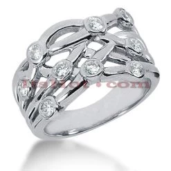 14K White Gold Round Diamond Right Hand Ring 0.73ct