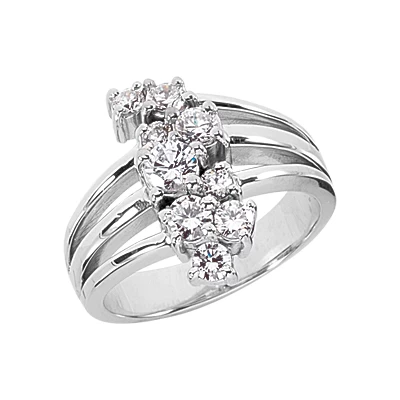 14K White Gold Round Diamond Right Hand Ring 0.76ct 3 14K White Gold Round Diamond Right Hand Ring 0.76ct